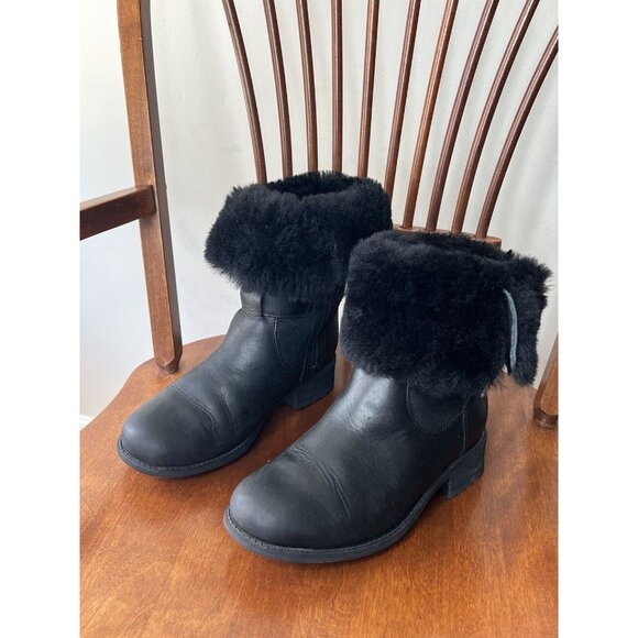 UGG Pernille Convertible Boots Black Women’s Sz 6 Wool Leather Warm Booties - Picture 5 of 12